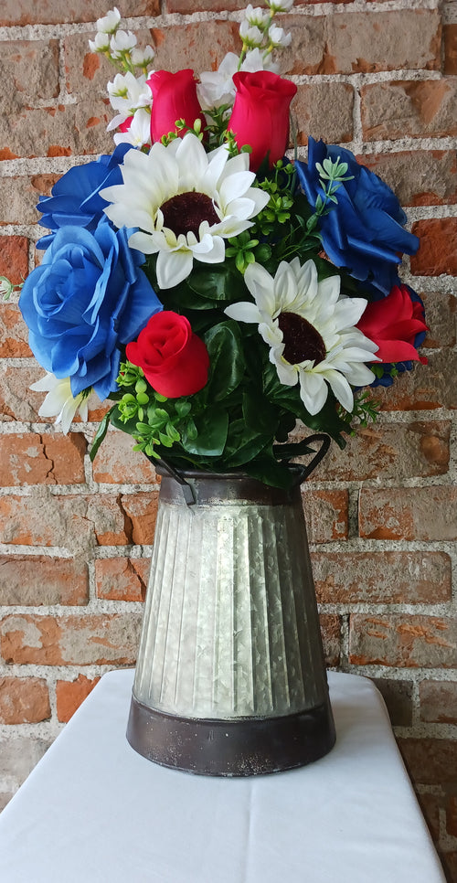Red white and blue vase